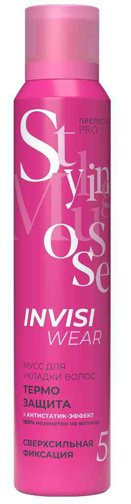 

Мусс для волос Прелесть Pro Invisiwear термозащита сверхсильная фиксация