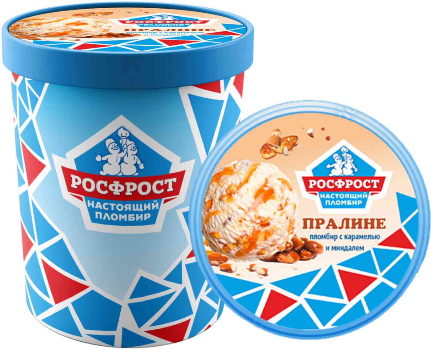 Мороженое Настоящий пломбир с карамелью и миндалем Пралине