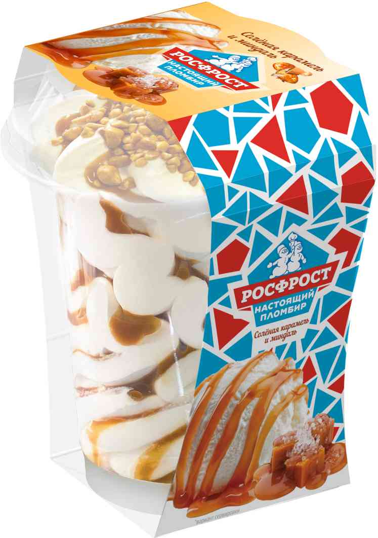 Мороженое Настоящий пломбир Солёная карамель и миндаль