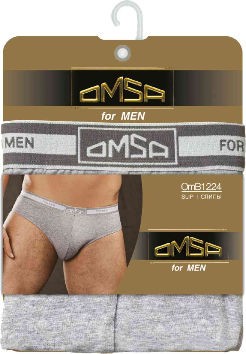 

Трусы-слипы мужские Omsa for Men B1224 цвет: серый меланж