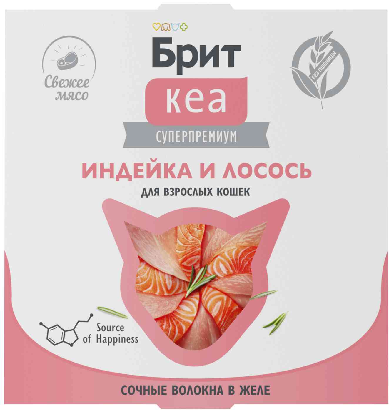 

Влажный корм для кошек Брит Кеа индейка-лосось сочные волокна в желе