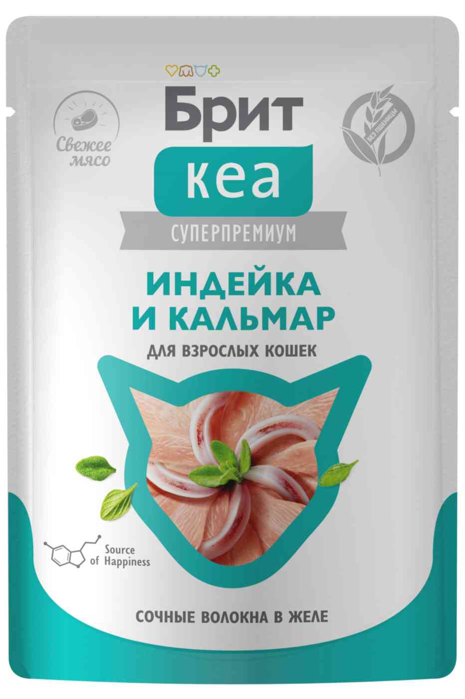 

Влажный корм для кошек Брит Кеа индейка-кальмар в желе