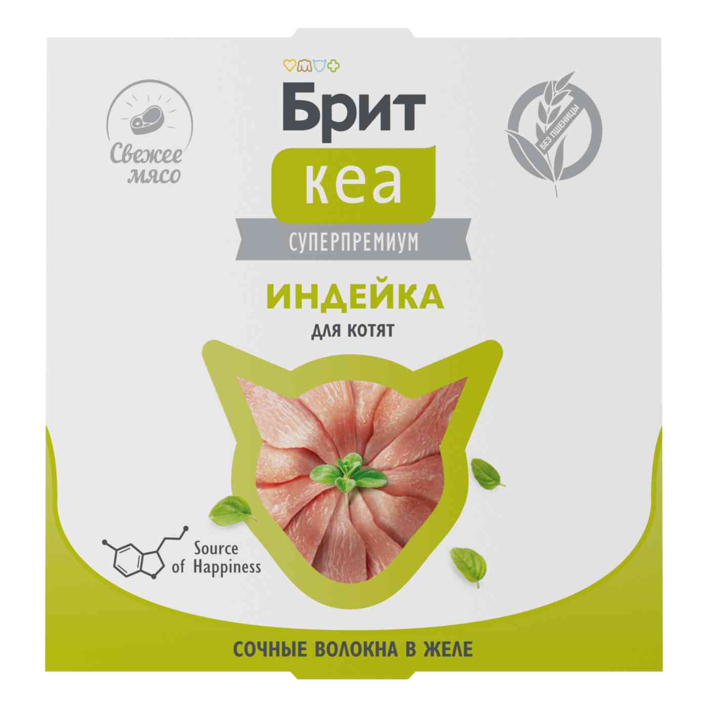 

Влажный корм для котят Брит Кеа индейка сочные волокна в желе