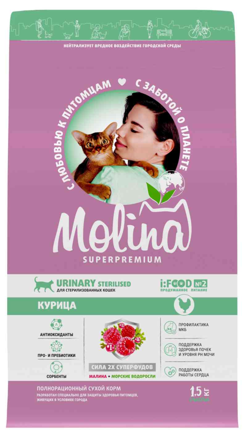 

Сухой корм для стерилизованных кошек Molina курица