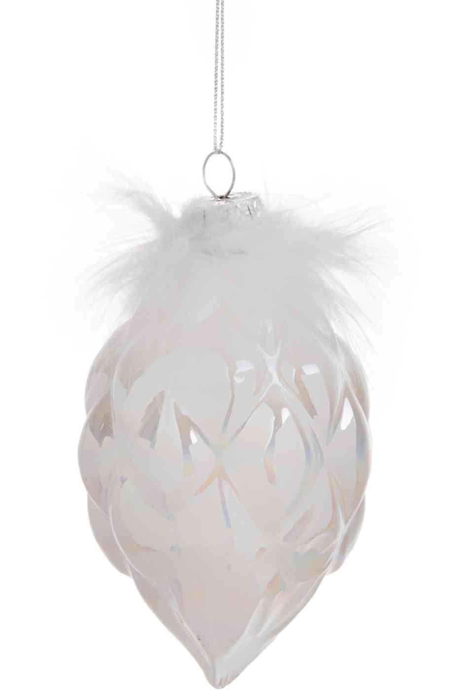 

Ёлочное украшение Шишка с перьями, стекло