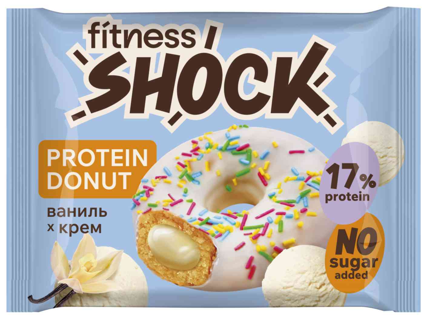 

Донат протеиновый FitnesShock ваниль