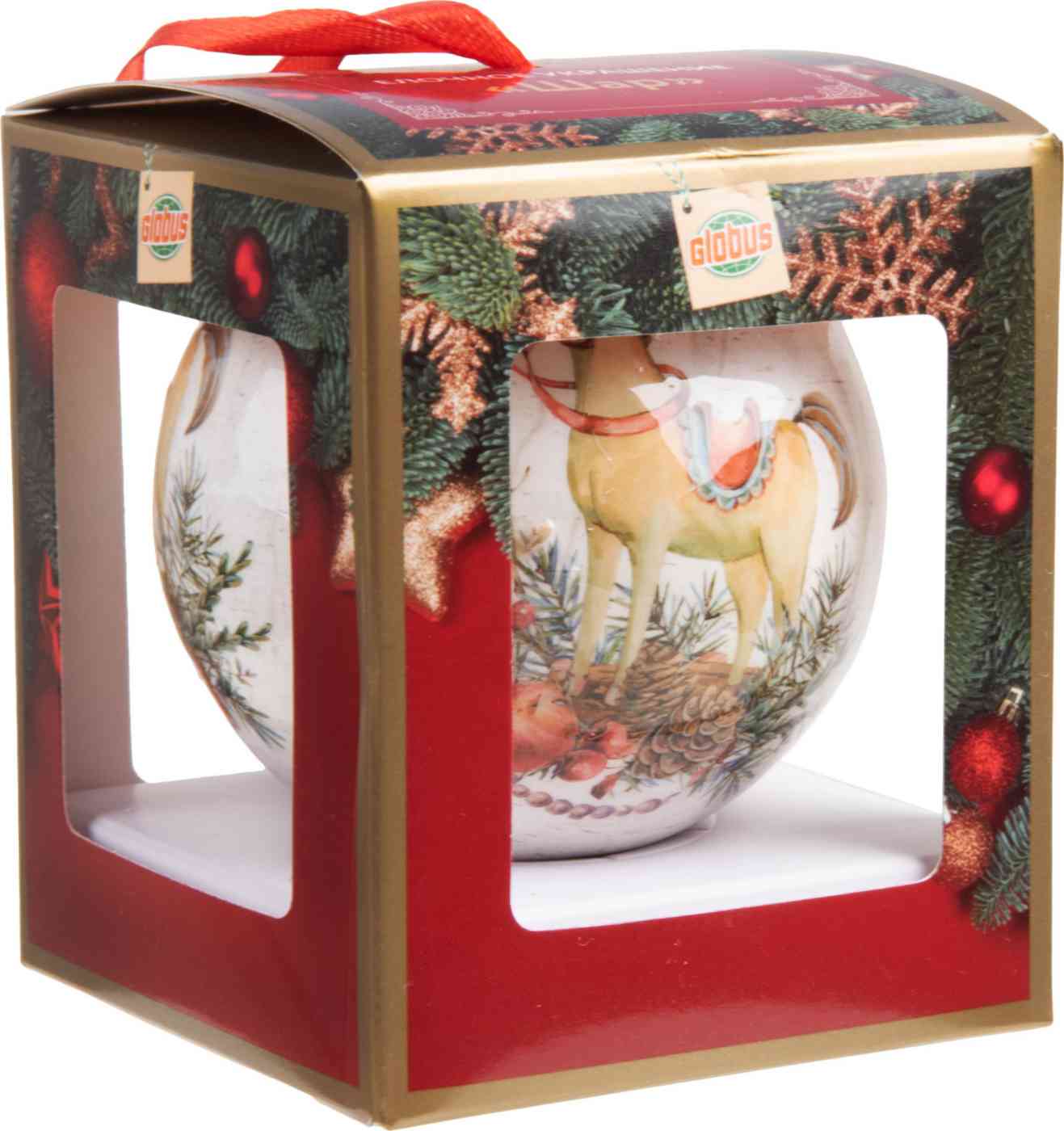 

Ёлочное украшение Шар Лошадь и шишки