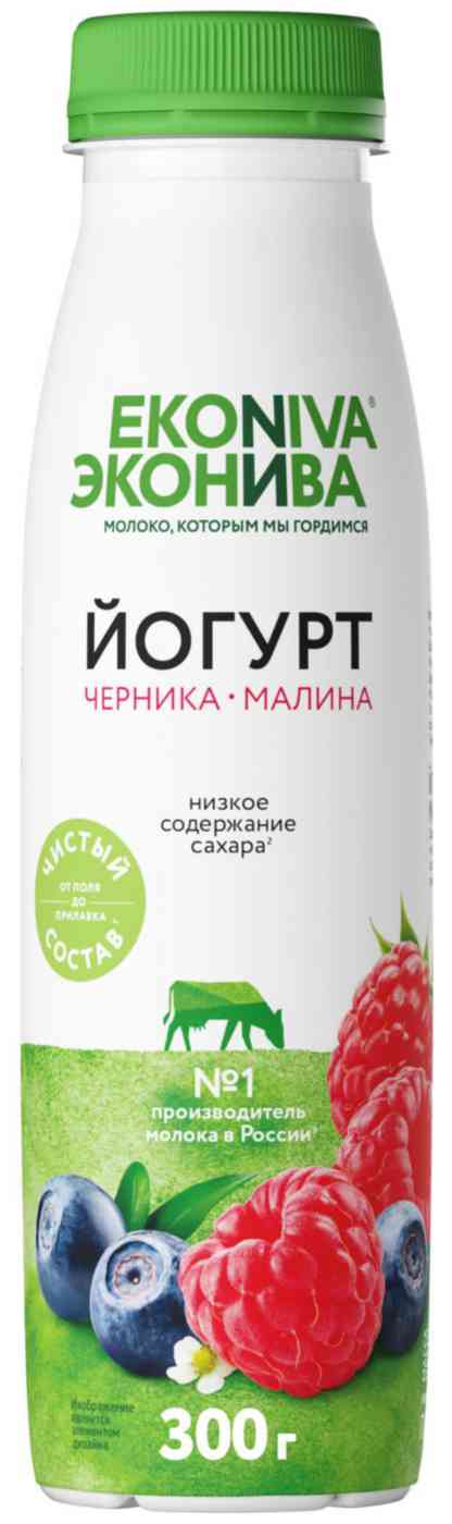 Йогурт питьевой Эконива с черникой и малиной 2,5%