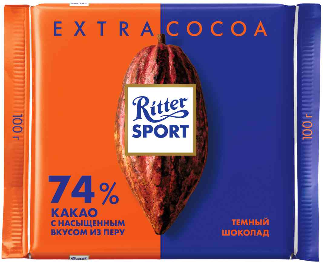 Шоколад тёмный Ritter Sport Extra Cocoa из Перу 74 % какао, 100 г — купить в Москве в интернет-магазине «GLOBUS»