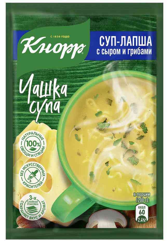 Суп-лапша быстрорастворимая Кнорр Чашка Супа с сыром и грибами 23₽