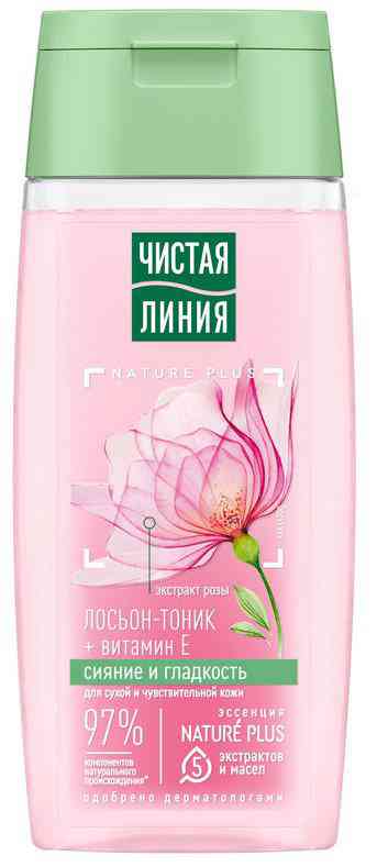 

Лосьон-тоник для лица Чистая Линия Nature Plus сияние и гладкость роза