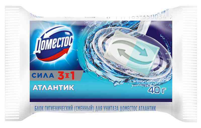 

Блок для унитаза сменный Доместос Сила 3в1 Атлантик