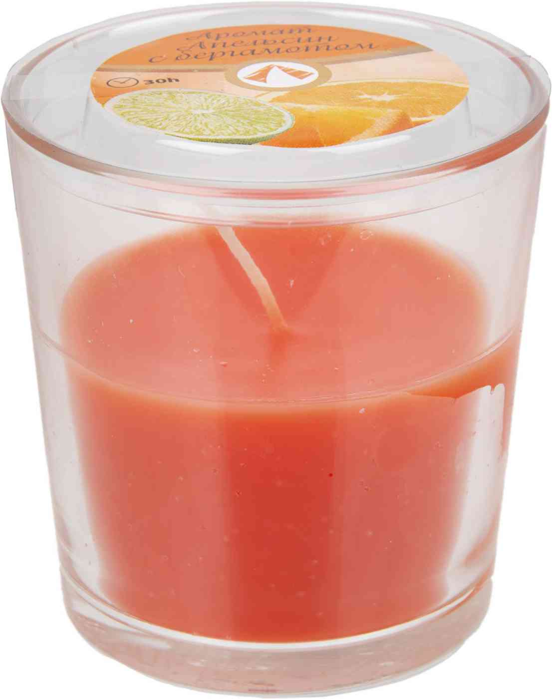 

Свеча парафиновая в стакане Апельсин-Бергамот