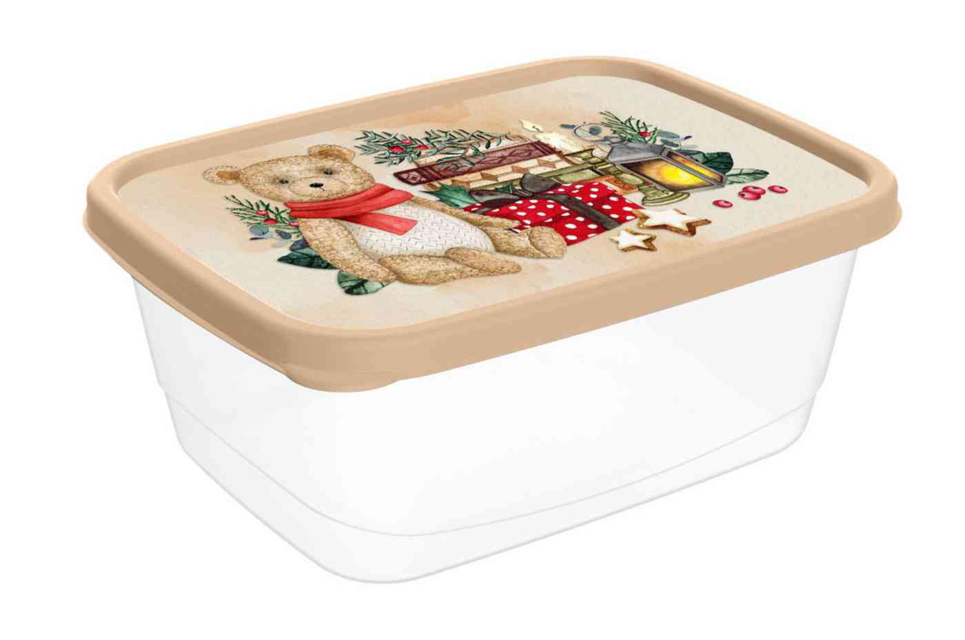 

Контейнер пластиковый с декором Игрушки, цвет бежевый