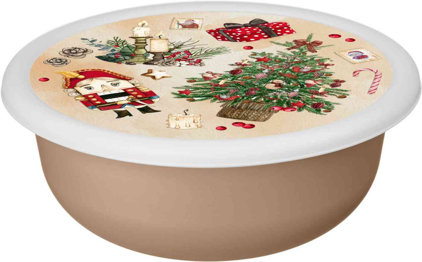 

Миска с крышкой Modena с декором Игрушки, цвет бежевый