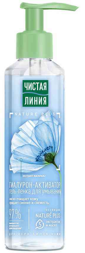 

Гель-пенка для умывания Чистая Линия Nature Plus Гиалурон-Активатор василек