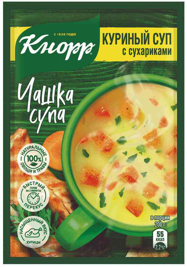 

Суп куриный быстрорастворимый Кнорр Чашка Супа с сухариками