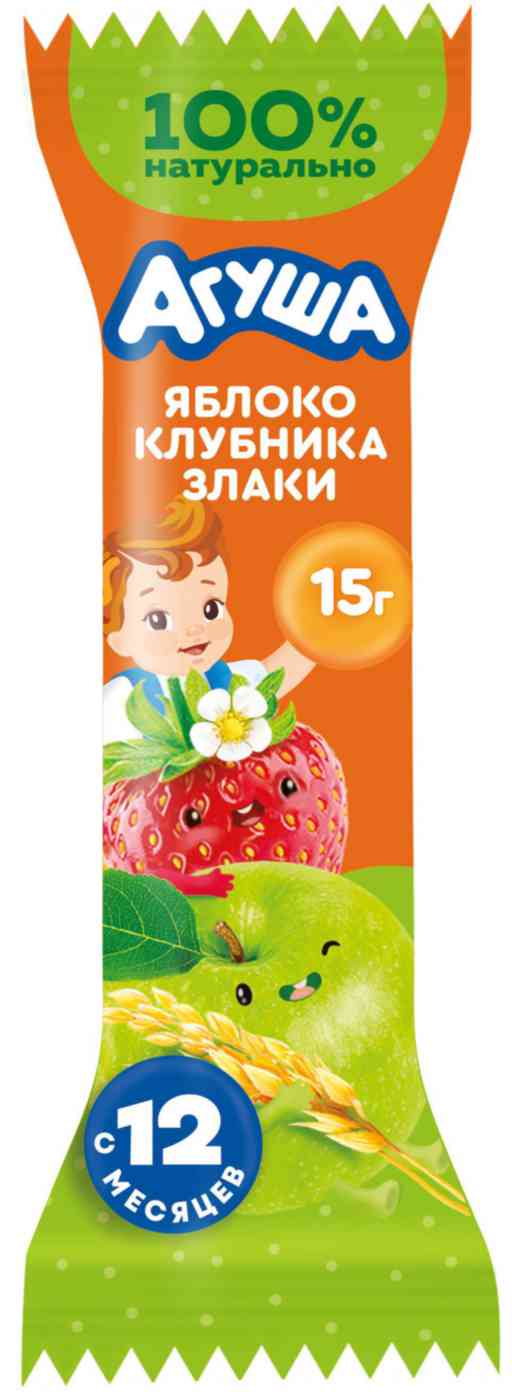 

Фруктовый батончик Агуша яблоко-клубника-злаки с 12 месяцев