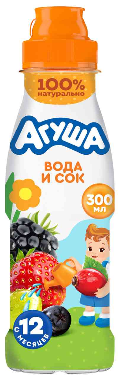 

Вода и сок детский Агуша Садовые ягоды, с 12 месяцев