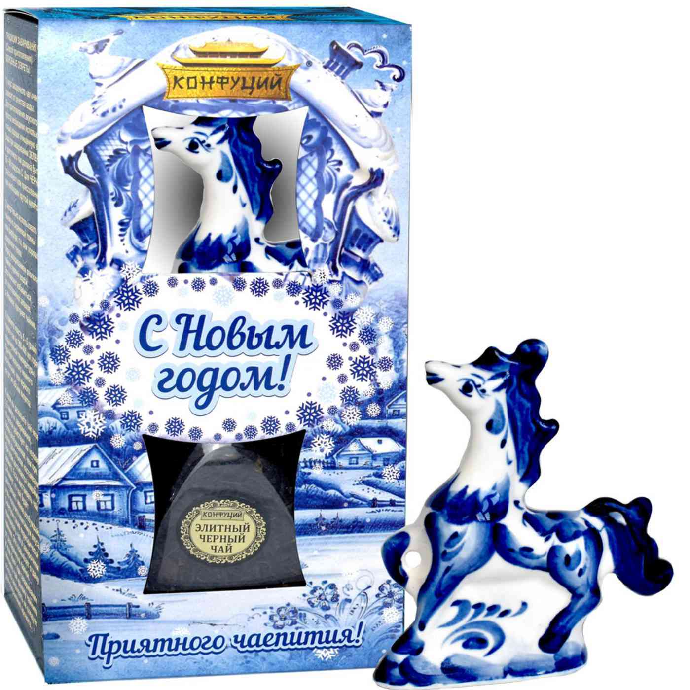 

Чай черный Конфуций Синее и белое + фигурка