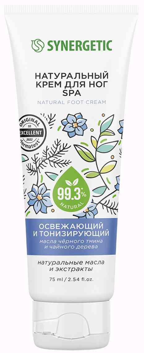 

Крем для ног натуральный Synergetic Spa освежающий и тонизирующий