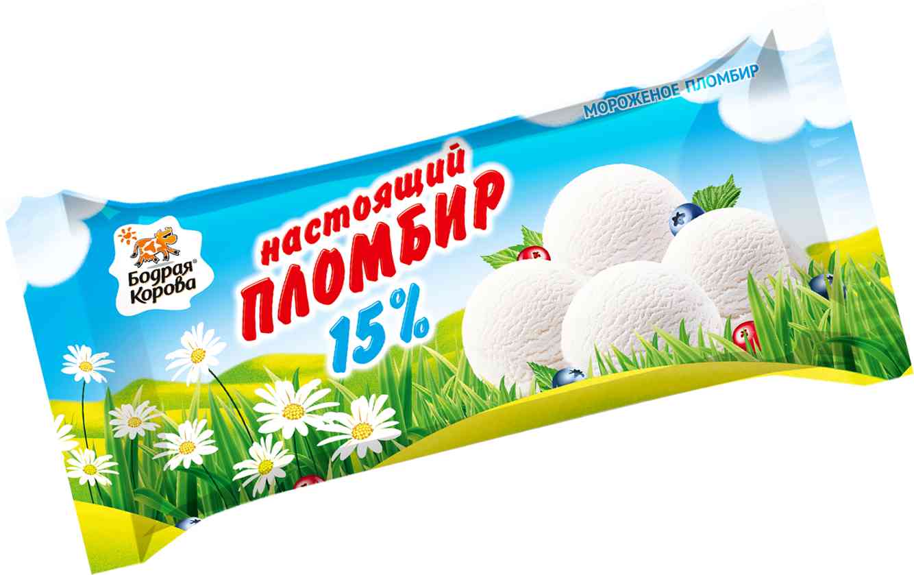 Мороженое Бодрая корова Настоящий Пломбир 15%