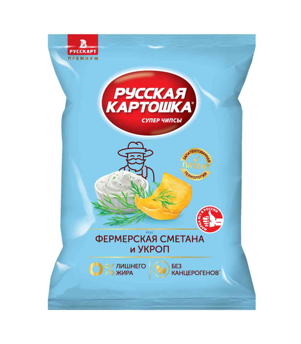 Чипсы Русская картошка со вкусом фермерской сметаны и укропа