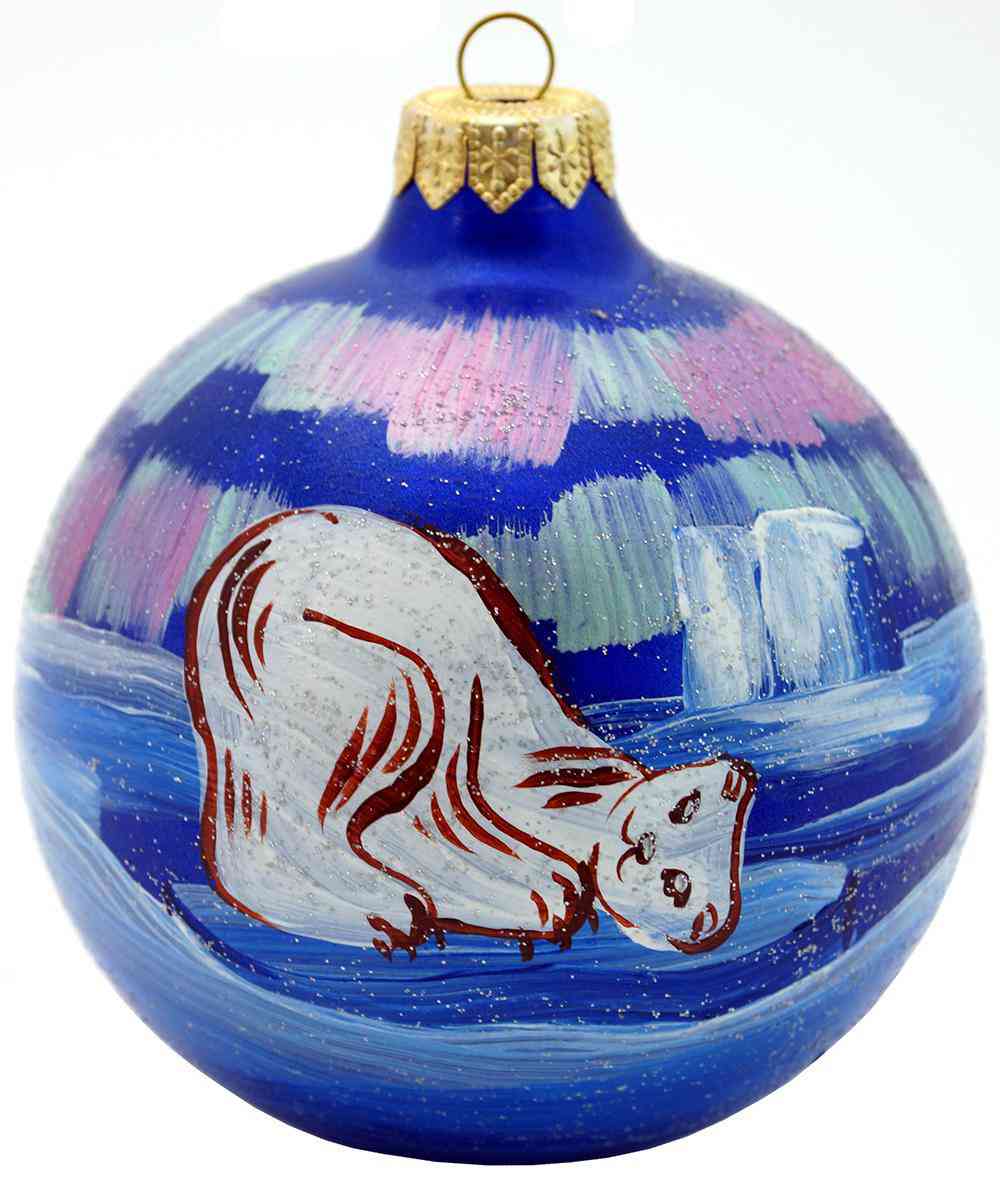 

Ёлочное украшение Evis Шар голубой с ручной росписью, стекло
