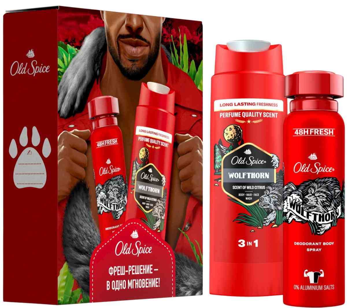 

Подарочный набор Old Spice Wolfthorn (гель-шампунь, дезодорант)