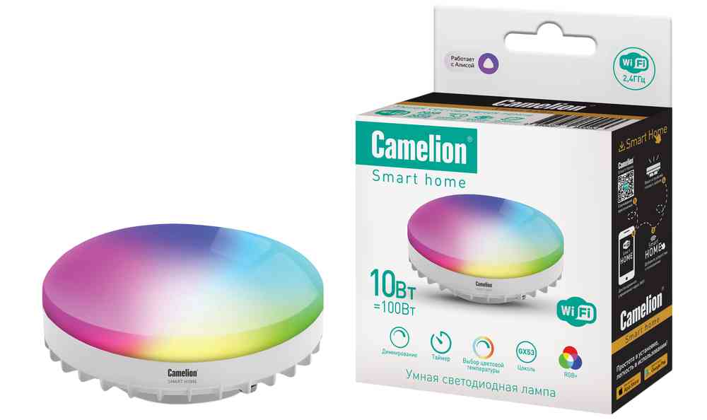 

Умная лампа акцентного освещения Camelion Smart Home GX53 RGB таблетка