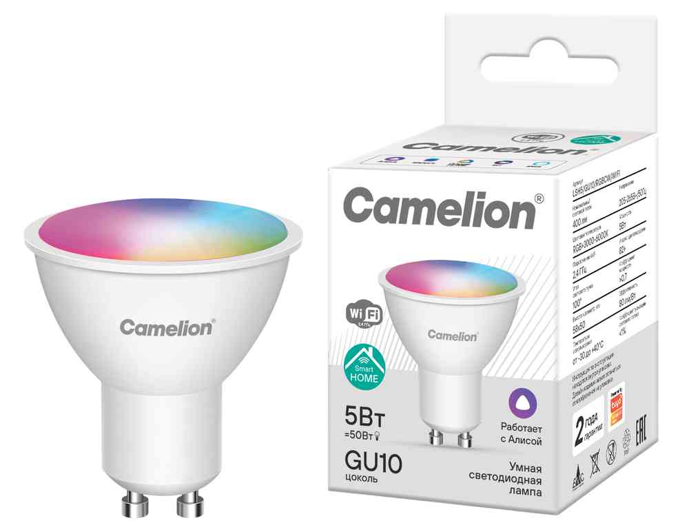 

Умная лампа акцентного освещения Camelion Smart Home PAR16 GU10 RGB