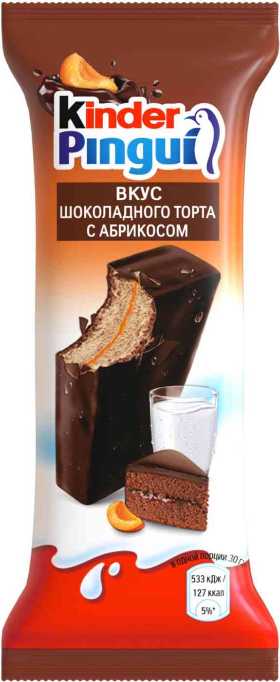 

Пирожное бисквитное Kinder Pingui с молочно-абрикосовой начинкой