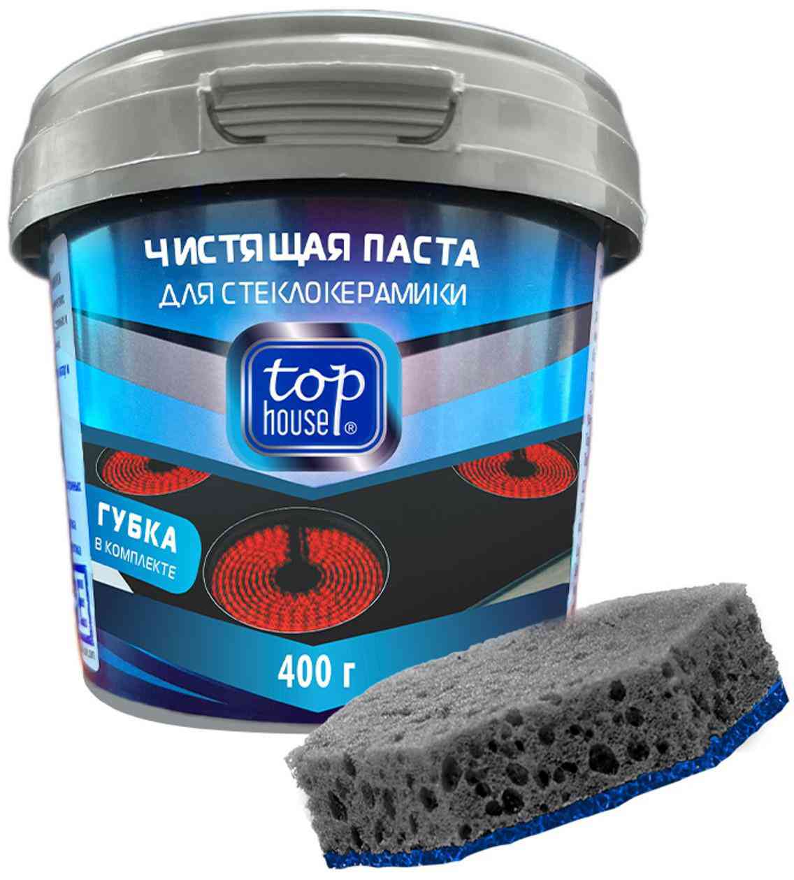 

Чистящая паста для стеклокерамики Top house с губкой
