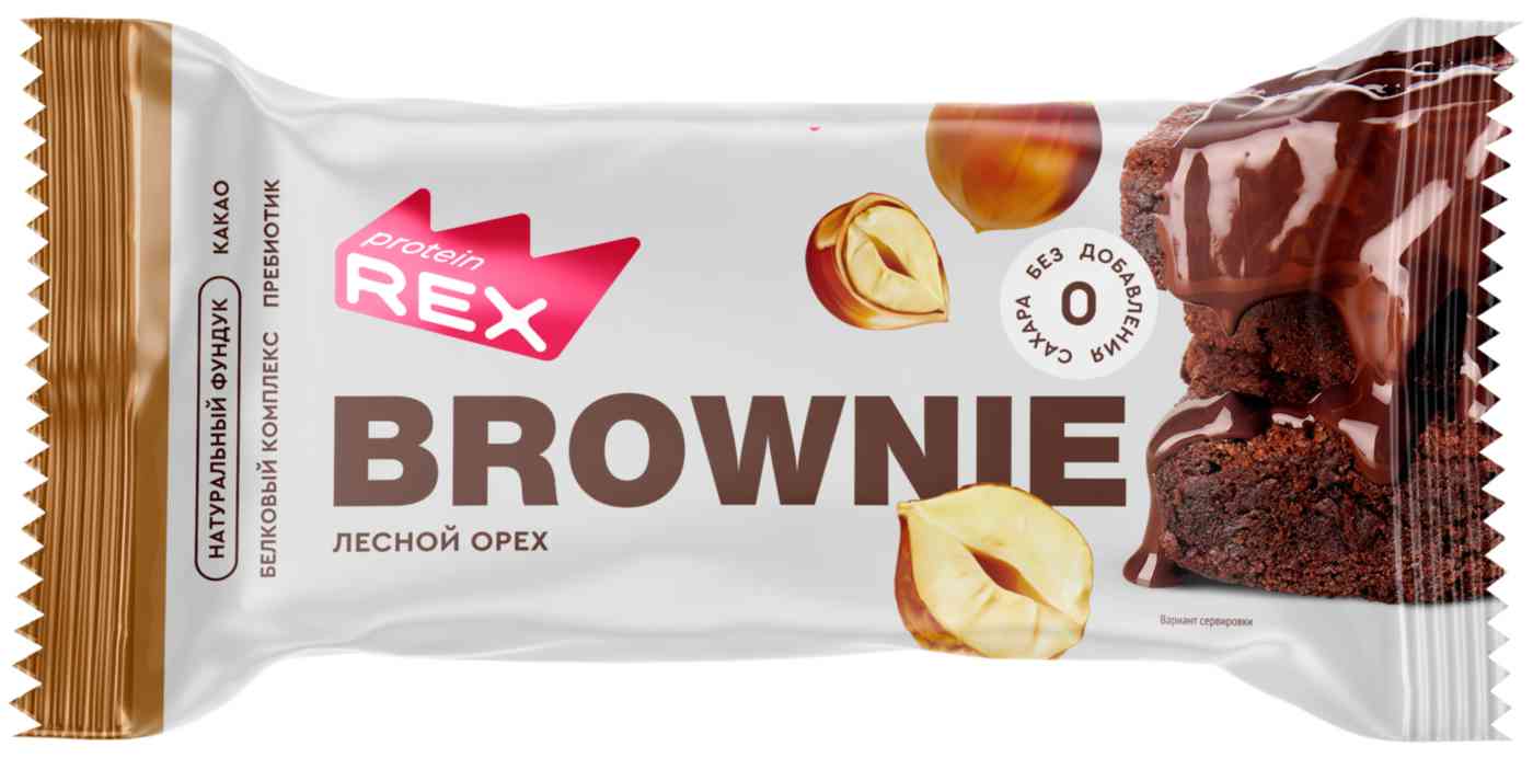 Брауни протеиновый ProteinRex лесной орех 114₽