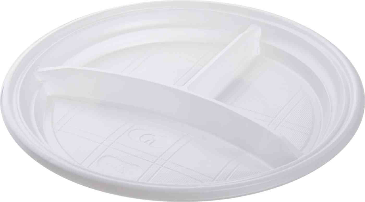 

Тарелка одноразовая белая, 3 секции, 20,5см