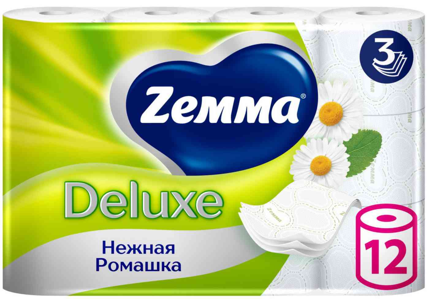 Туалетная бумага Zemma Deluxe Нежная ромашка 3 слоя