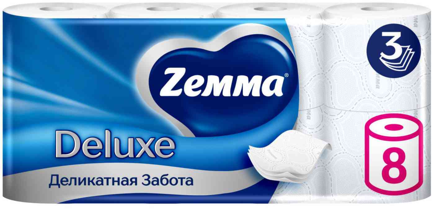 

Туалетная бумага Zemma Deluxe Деликатная забота 3 слоя