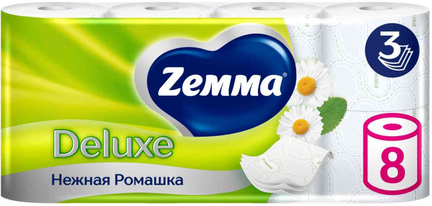 Туалетная бумага Zemma Deluxe Нежная ромашка 3 слоя