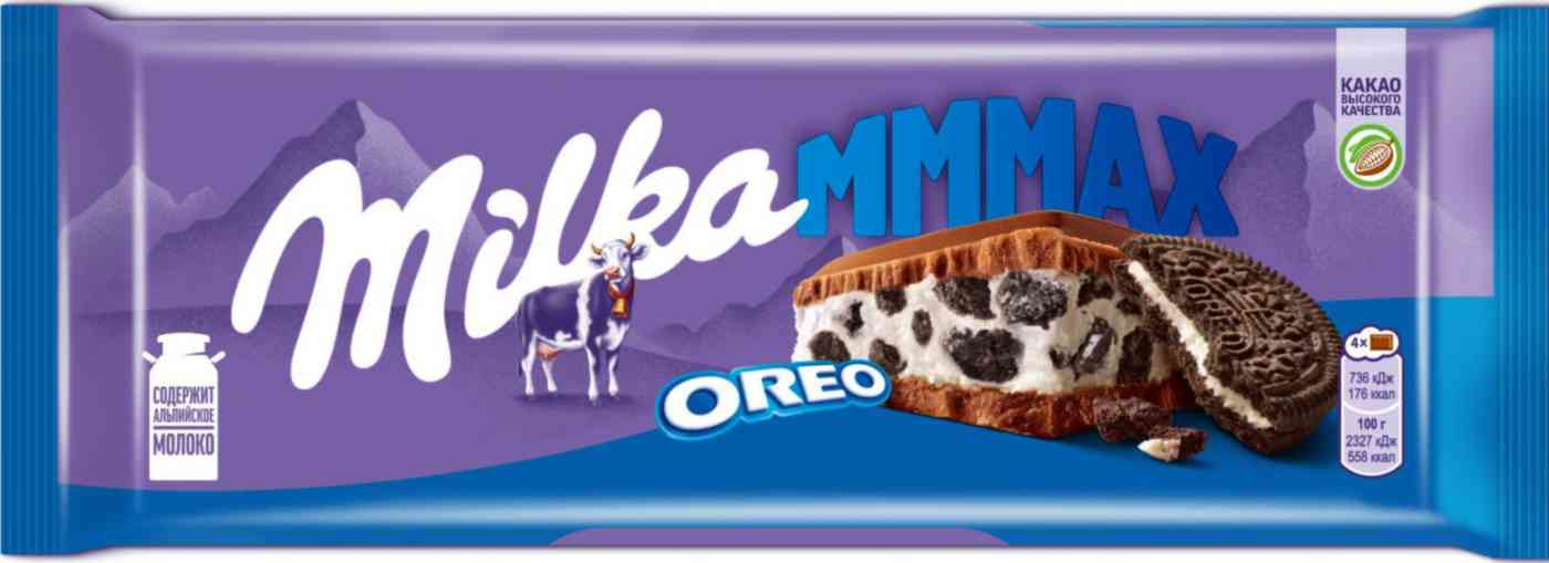 

Шоколад молочный Milka с начинкой со вкусом ванили и печеньем Орео