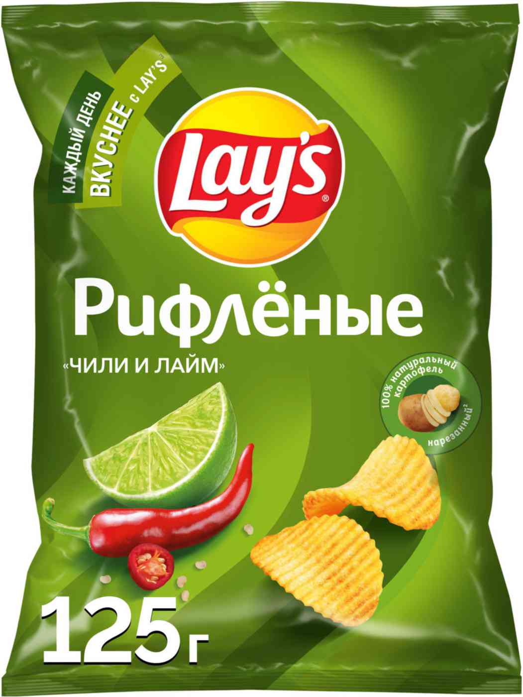 

Чипсы картофельные Lay's рифленые чили-лайм