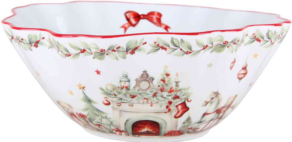

Салатник фарфоровый Новогоднее настроение, цвет: белый/красный