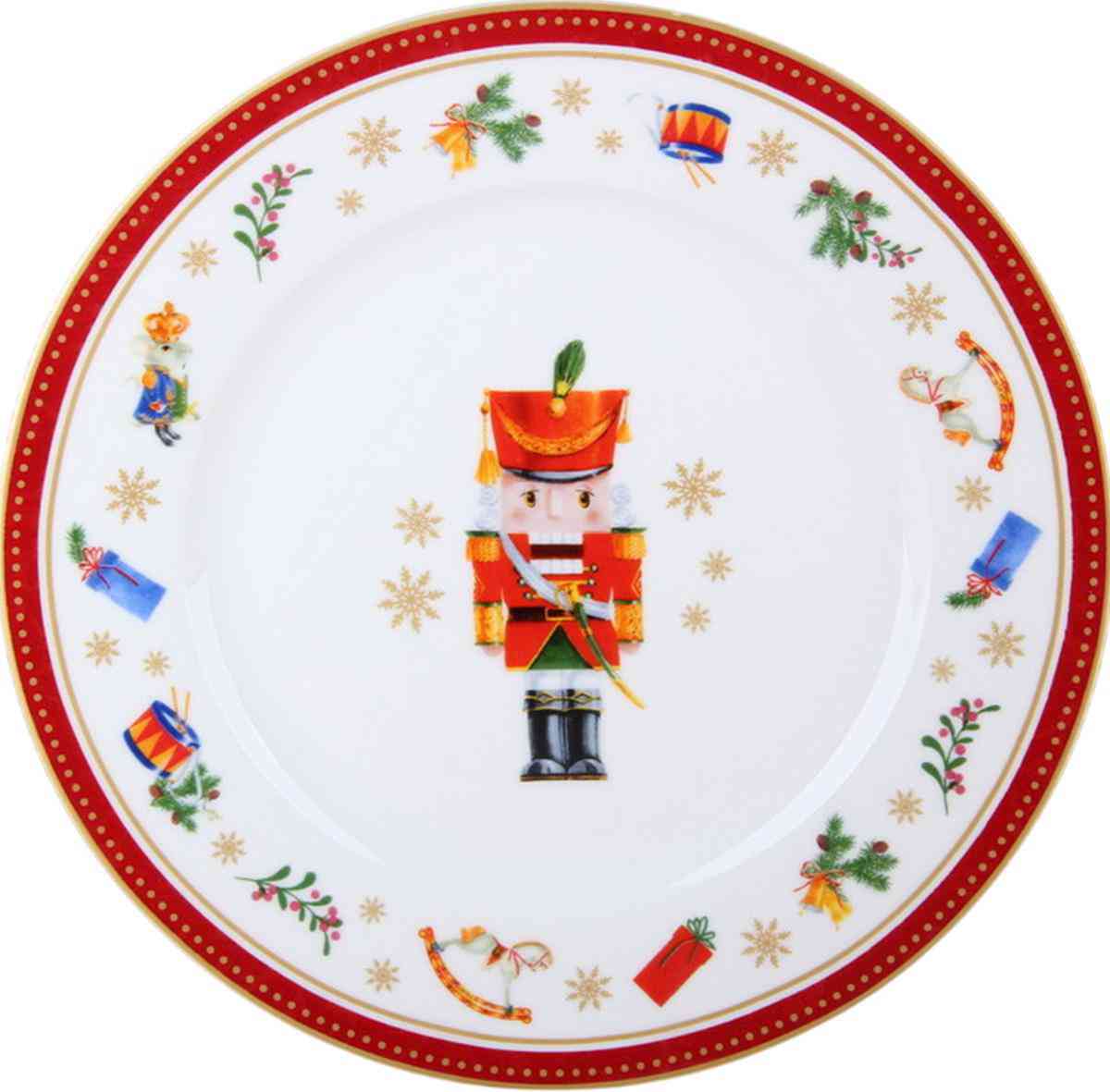 

Тарелка десертная фарфоровая Щелкунчик, цвет: белый/красный