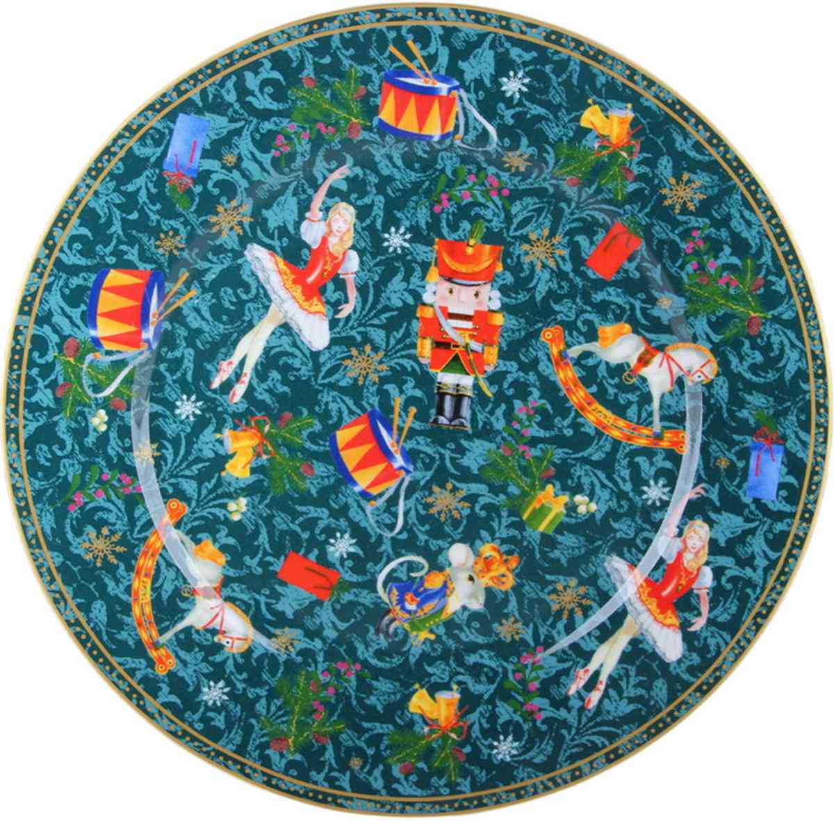 

Тарелка обеденная фарфоровая Щелкунчик, белый/зеленый