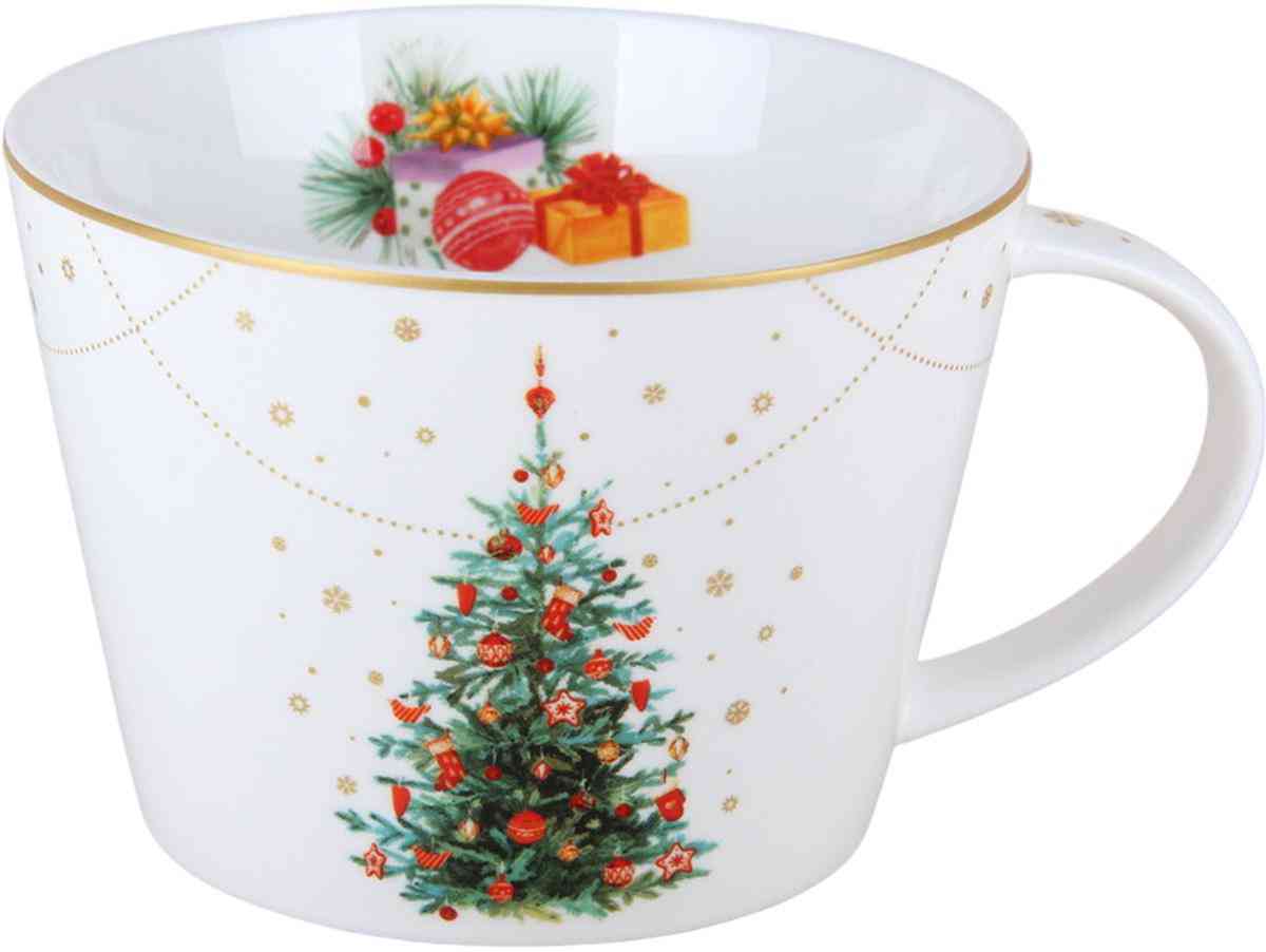 

Кружка фарфоровая Новогоднее волшебство, цвет: белый/зеленый