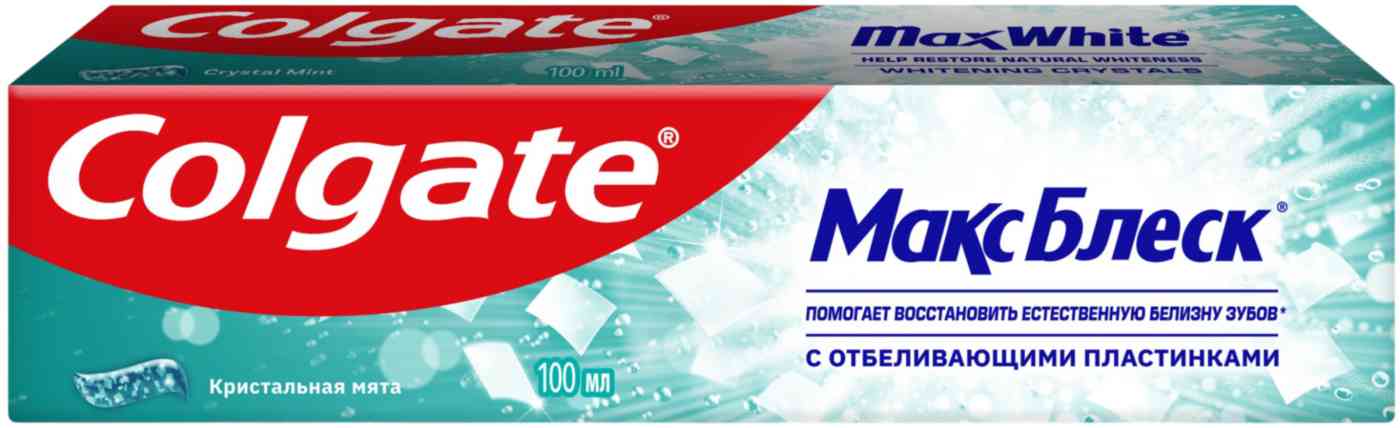 Зубная паста Colgate Макс Блеск Кристальная мята с отбеливающими пластинками