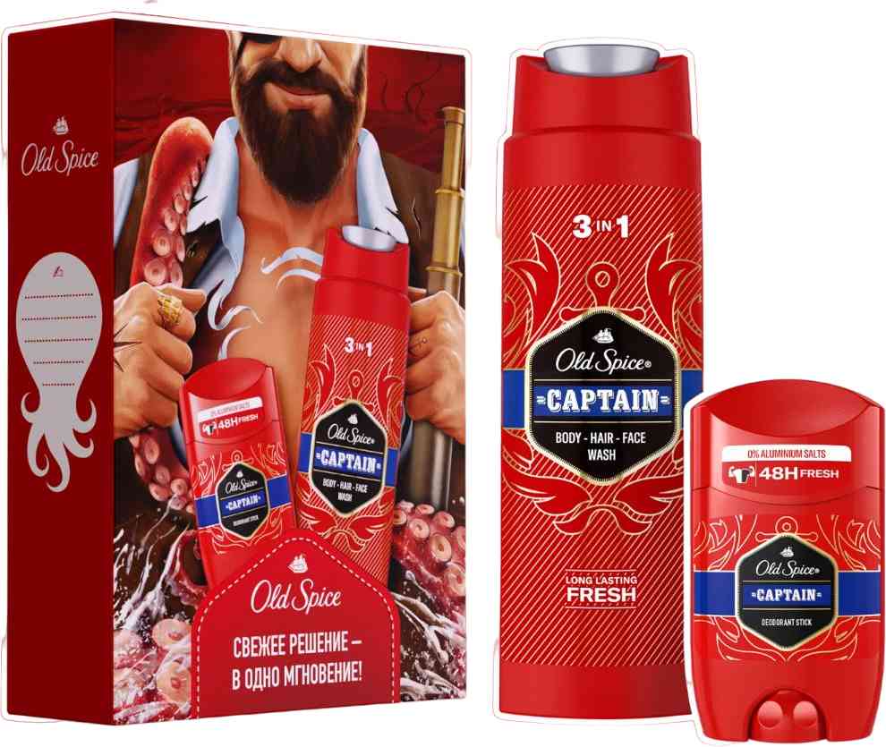

Подарочный набор мужской Old Spice Captain (дезодорант-стик, гель-шампунь)