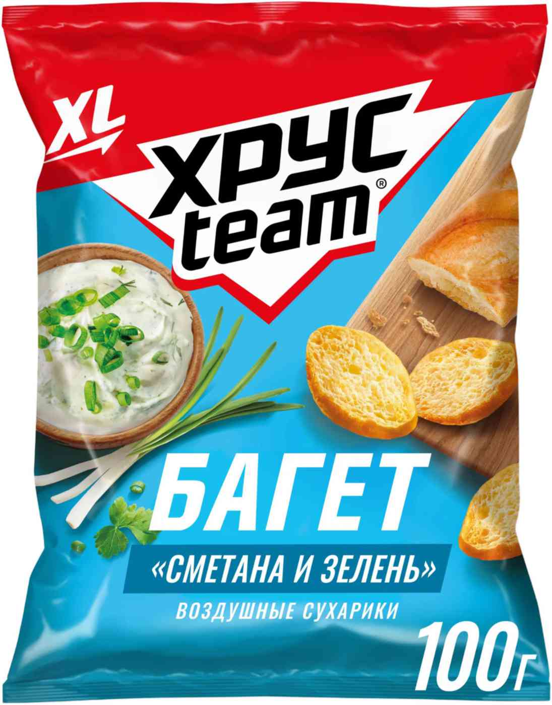 Сухарики ХрусTeam Багет Сметана и зелень 90₽