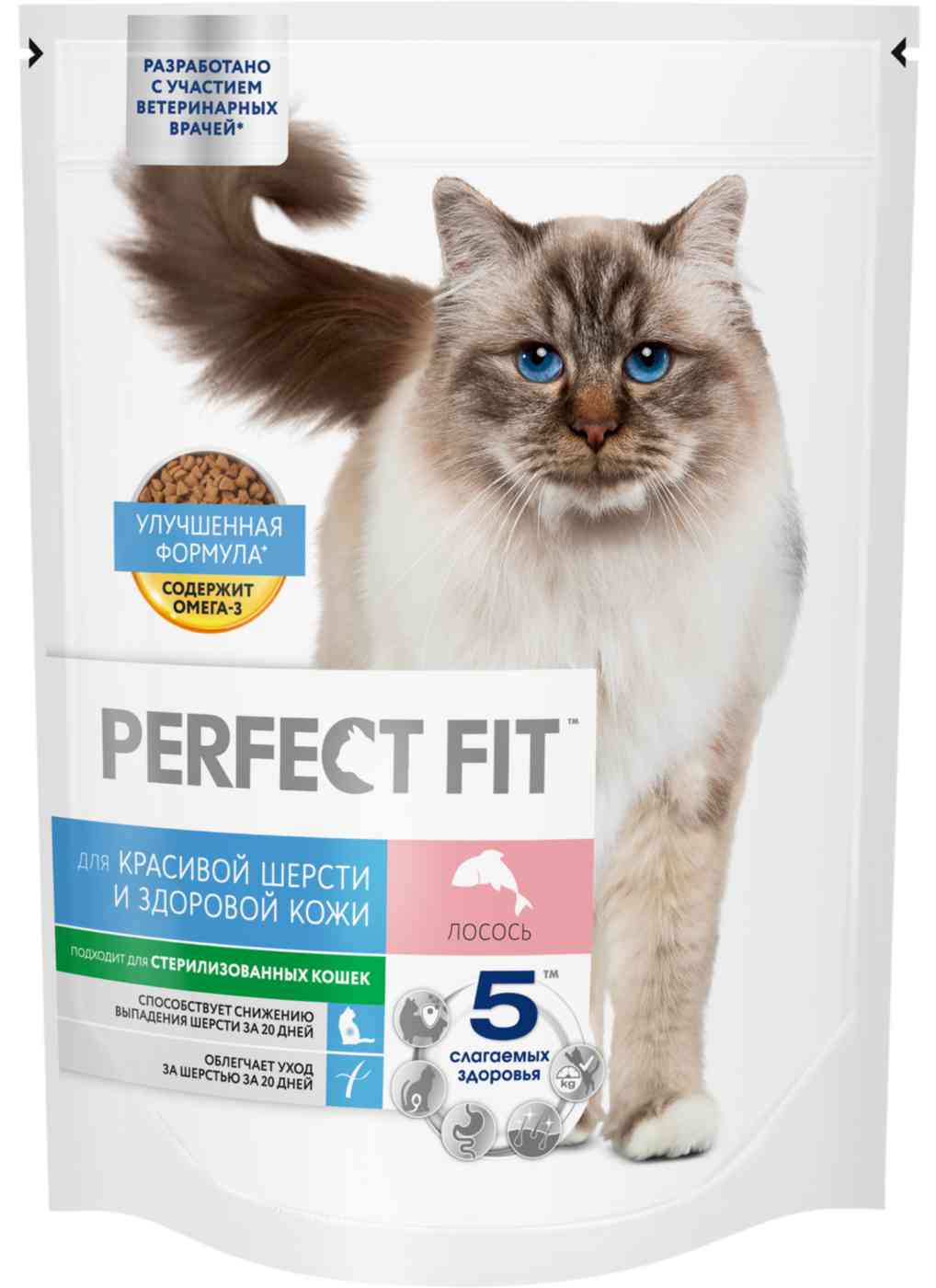 

Сухой корм для стерилизованных кошек Perfect Fit Для красивой шерсти и здоровой кожи лосось