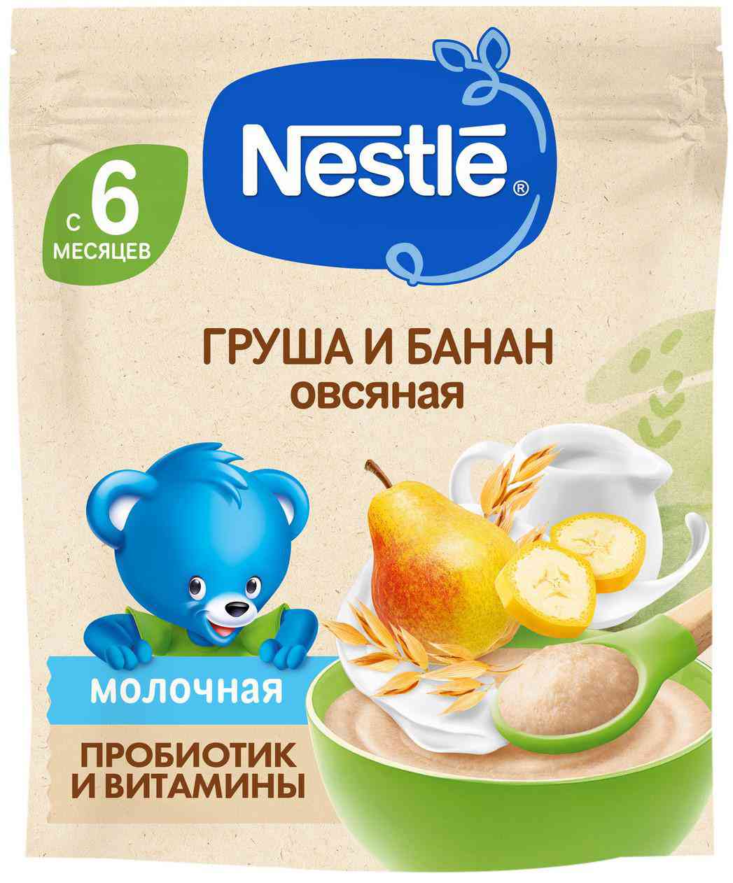 Каша овсяная молочная Nestle груша-банан с 6 месяцев