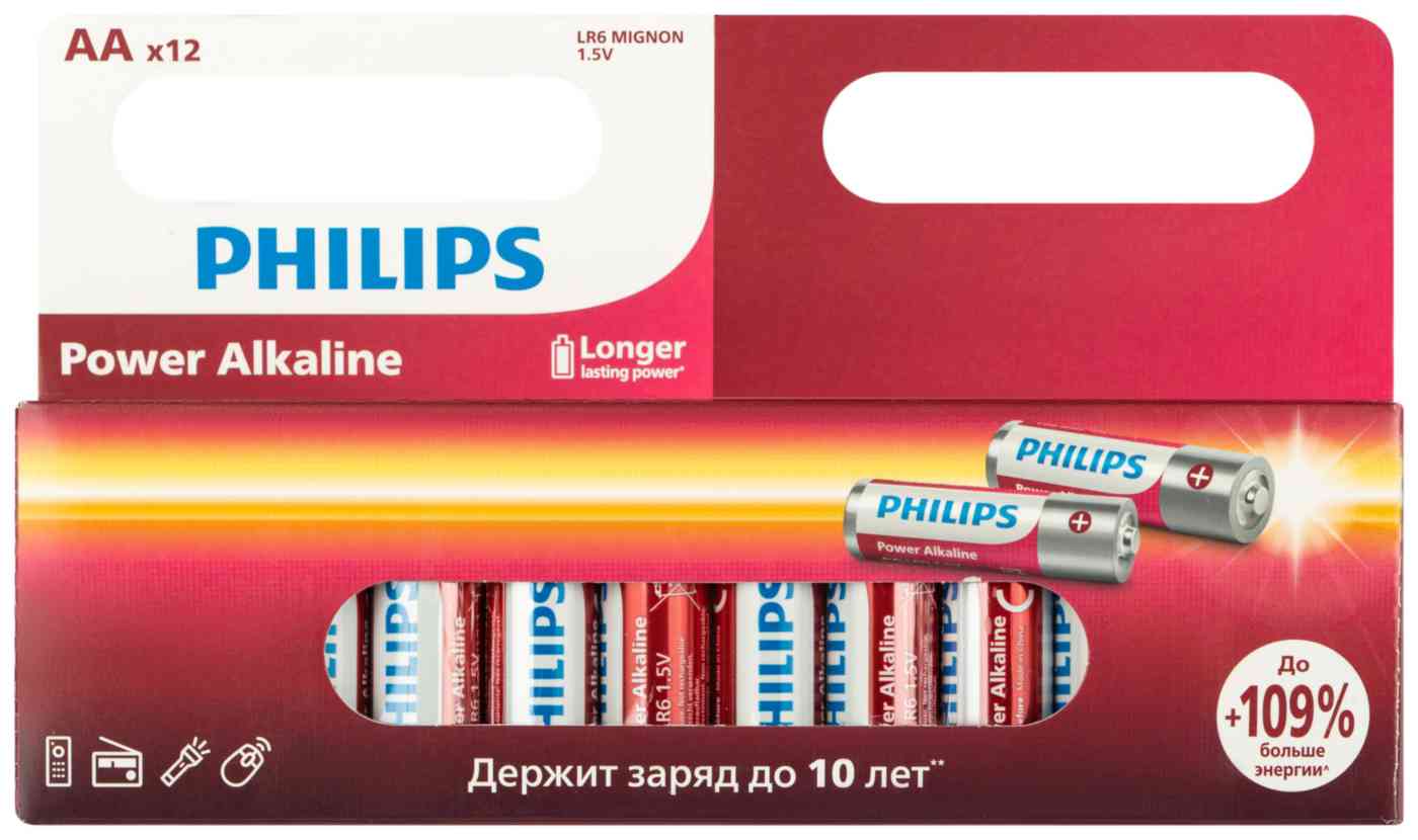 Батарейки алкалиновые Philips